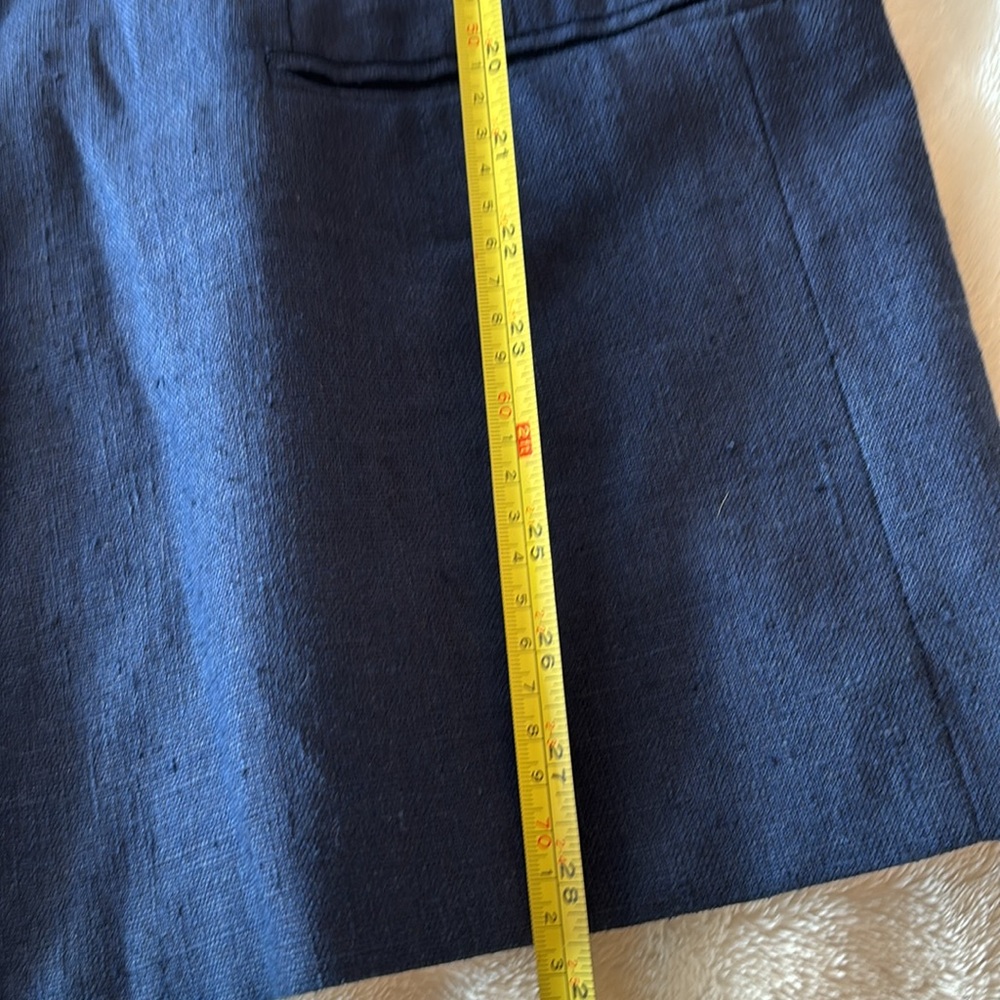 Navy linen blazer mandarin collar - Picture 4 of 7